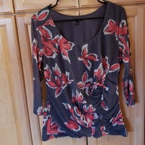 Apt.9 Gray Floral Top